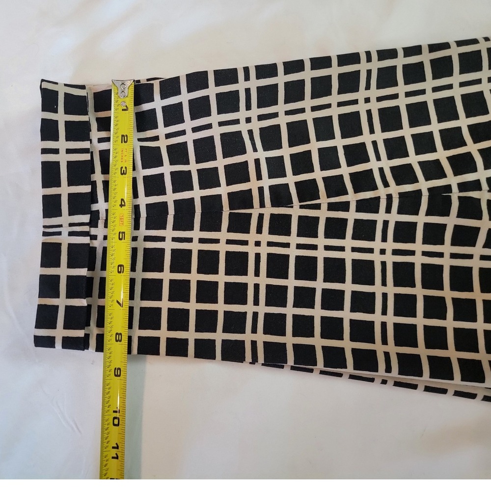 Banana Republic Hampton Pant 14S Black Cream Plaid Cuffed Ankle Pants - Picture 5 of 9
